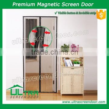 Visible Magnetic Button & Invisible Magnetic Strip Bug Screen Door Curtain