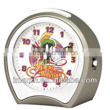 silvery cartoon semicircular clock,table clock
