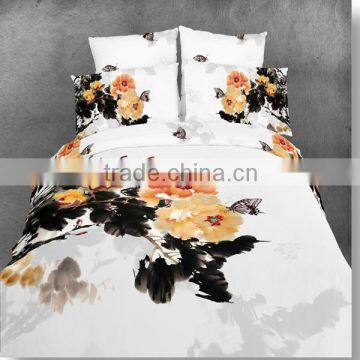 fresh flower design hign quality and 100% cotton bedding set with reactive printed