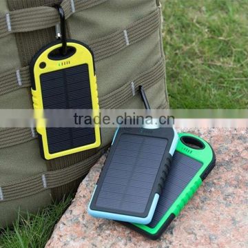 2016 Hotsale Waterproof Solar Power Bank 5000mAh, Portable Solar Charger