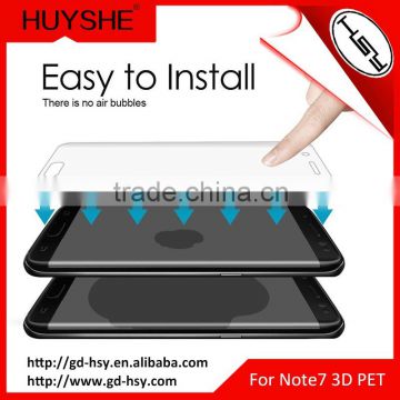New premium products 2016 3D hot bending PET screen protector for samsung galaxy note 7