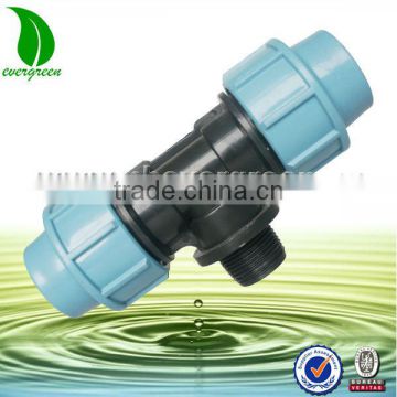 Compression fitting tee male fitting