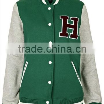 Korean Style Green Unisex High School Varsity Jacket