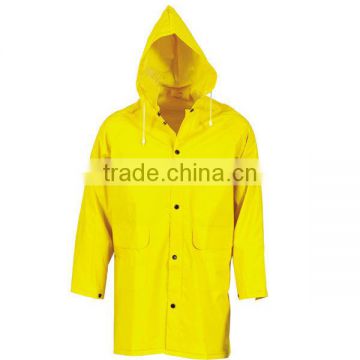 Mens jacket with PVC/Polyester Coating with Hood