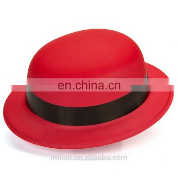 MH-2139 Classic Party kit PVC Red Plain Plastic Bowler Derby Hat