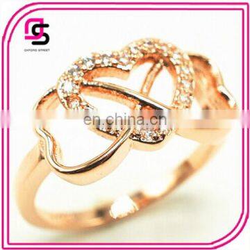 Fashion gold crystal Plain Design Gold Plated Zircon Engagement Rings For Women And Girls Newest Triangle Shape Ring