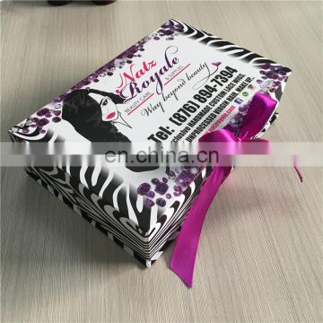 Free sample ! ! ! Special printing like zebra line rigids flat boxes for beauty hair extension ! ! !