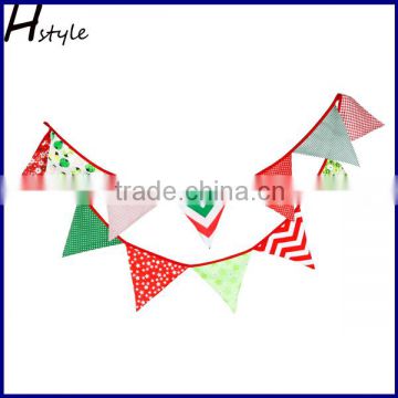 Reds, Stripes and Spots Handmade Fabric Bunting, Double Sided Cotton Flags PL045