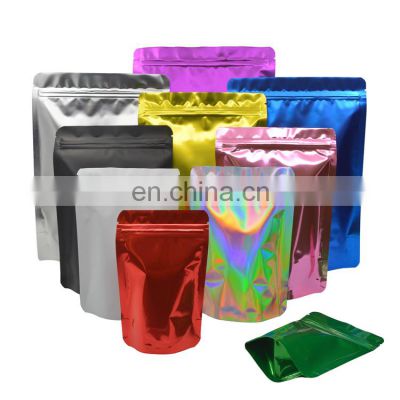 Custom Glossy Zip lock Foil Bags Aluminum Foil Stand Up Pouch Laminated Bag Tear Notches for Food Packaging Coffee Tea Snack