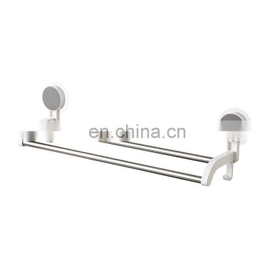Chinese Home use products wholesale double poles wall mounted stainless steel bathroom adhesive towel racks