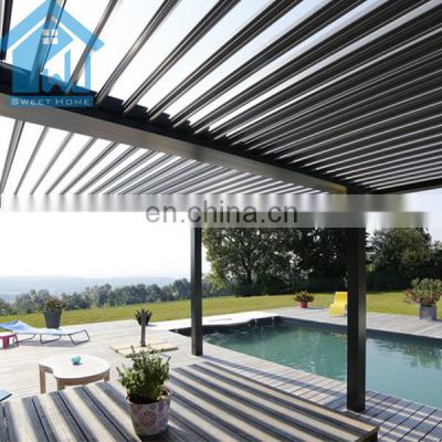 Eco-friendly Aluminum Aerofoil Motorized Pergola Roof Kit Sun Louver Roof