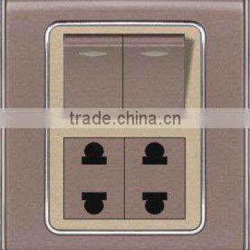 Two Gang Two Socket Switch 86*86 plastic and metal