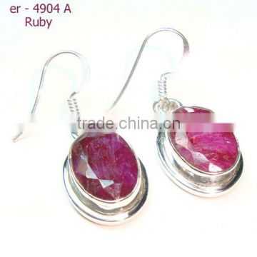 Jewelry ruby semi precious stone 925 sterling silver jewelry wholesale drop earrings