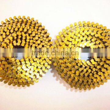 Yellow zinc wire coil nails with smooth shank