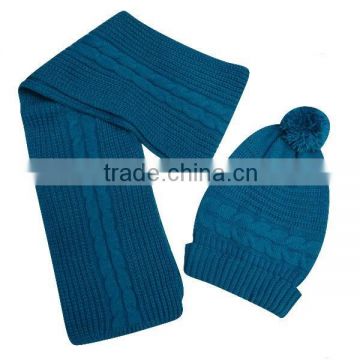 wholesale knitted winter scarf and hat set