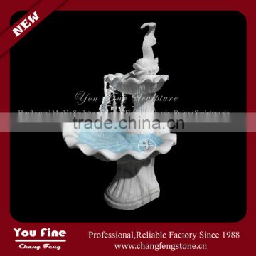 outdoor white marble stone fish water fountain