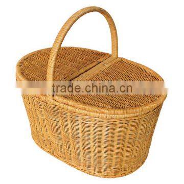 Natural rattan woven fruits picnic basket with cover