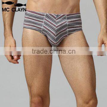 MC CLAYN Brand Male sexy briefs low-waist sexy stripe shorts male plus size panties