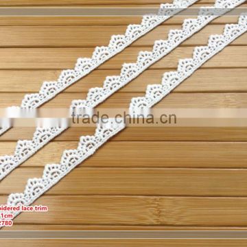 1cm width white color embroidered lace trim