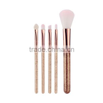 Clear handle 5pcs makeup brush set with 1 dollar price,plastic handle for cheap price