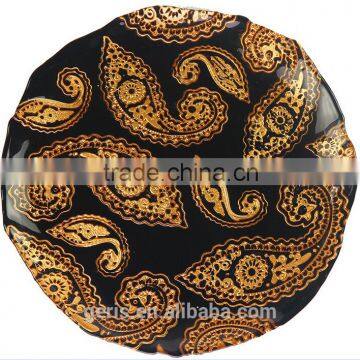 GRS Black wedding charger plates with gold Pattern