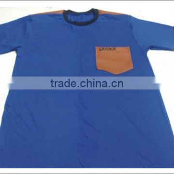 T-Shirt with Leather Pocket and Leather Shoulder