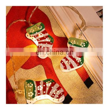 2020 hot sale battery powered fairy indoor outdoor iron christmas sock string light for home room decoration