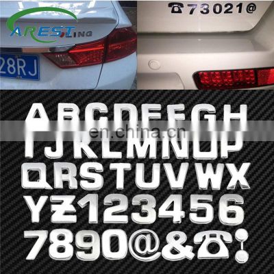 40Pcs 3D DIY Chrome ABS Metallic Metal Alphabet Letter Number Stickers Car Emblem Letter Badge Symbol Decal Car Styling