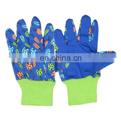 HANDLANDY lady ladybug print garden safety gloves  blue Cotton Work Kids cute print children garden gloves