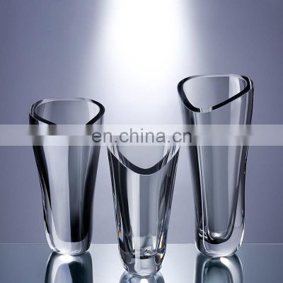 Wholesale Modern Clear Unique Shaped Vase Crystal Glass In Bulk Wedding Decor Full Size
