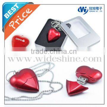 Heart usb flash drive with Necklace usb 2.0 1GB to 16GB