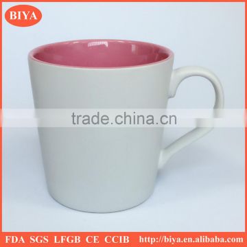 custom coffee mug ceramic coffee mug for promotion ,matte white and shinny pink