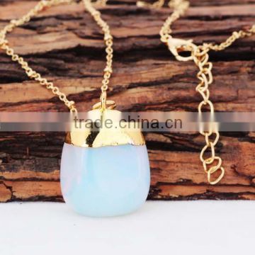 Aqua Blue Chalcedony Topaz Stone Necklace