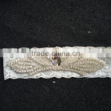 Leaf Rhinestone Applique Garter For Wedding,Sexy Bridal Elastic Lace Garter