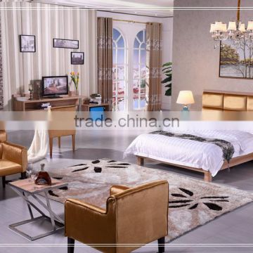 Middle East Popular Economic Hazelnut Collection Hotel Family Room Furniture for Hotel with twin bed 2015-C005