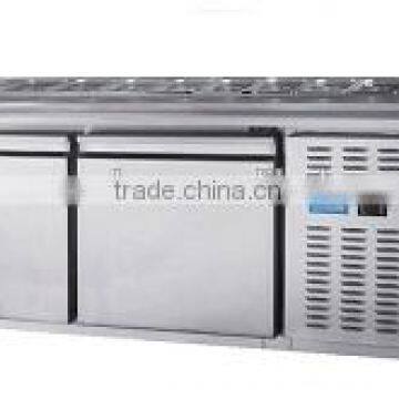 commercial 304 stainless steel pizza workbench/pizza refrigerator with 2 or 3doors/ refrigerated salad bar