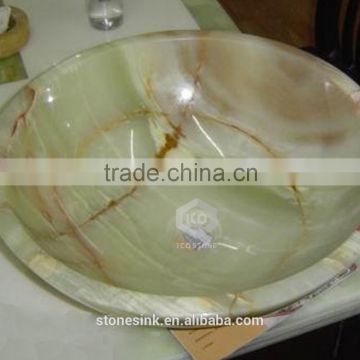 2015 Hot sale green onyx marble chinese stone basin