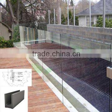 outdoor underground steel U channel glass railings