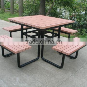 Square outdoor wooden table and chairs from wooden outdoor furniture supplier