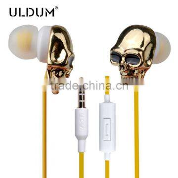 ULDUM Brand high quality hot sell metal music player mp3 mp4 skull earphones headphones