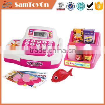 Pretend market electronic childrens cash register toy with light