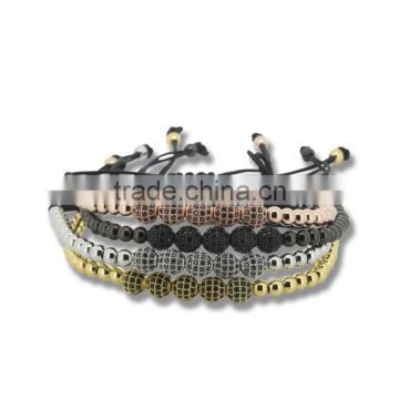 KJL-CZ0049 New Brand Fashion Charm Bracelet 24K Gold Micro Pave CZ beads Classic Anil Arjandas Braiding Macrame Bracelets ForMen