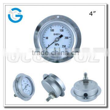 High quality all stainless steel back connection 250 MPa pressure gauge with flange