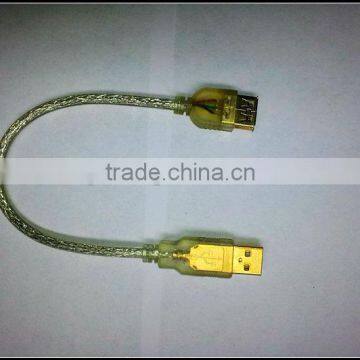 gold plated transparent male to female usb cable