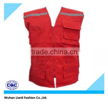 red cotton men's with reflective tapes life vest