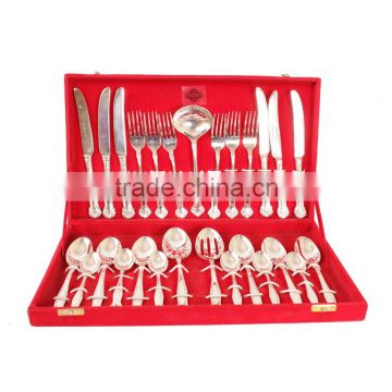 IndianArtVilla Handmade Best Quality Silver Plated 27 Piece Cutlery Set - Kitchen Dining Home Decorate Gift Item