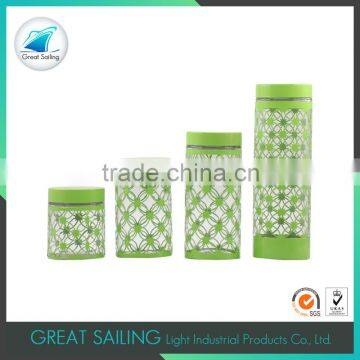 1000ml cylinder green stainless steel glass storage jars for flour