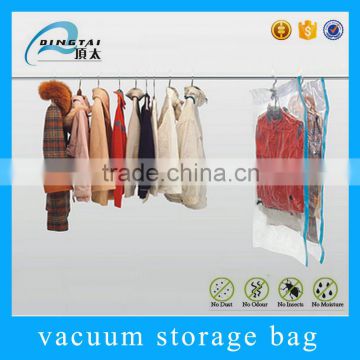 Compressed 75% space air lock hanging vacuum bag