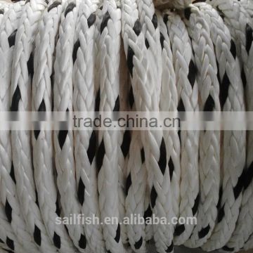 600feet 1/2 " 12 strand white UHMWPE braided rope with black tracer /identification mark