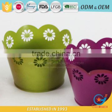garden iron and zinc unique powder coated outdoor plant coloured flower pots colourful pots for plants